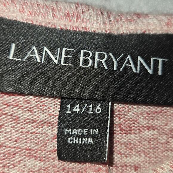 Lane Bryant 14/16 Pink Marled Knit Shift Dress Bell Sleeve Stretch Minimalist - Picture 2 of 10